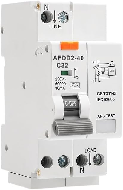 AFDD2-40 AFCI Arc Fault Detection Device Fire Prevention Unit by Arc Monitoring AFDD+RCCB Type A 2P 40A 30mA(C Curve,32A 30mA)