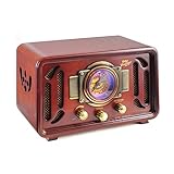 Retro Wireless Bluetooth Radio Speaker - Classic Vintage Style Audio Sound Receiver System w/Built-in Stereo Speakers, USB, SD Card Slot, AUX, RCA, MP3, AM/FM Tuner - Pyle PUNP34BT (Renewed)