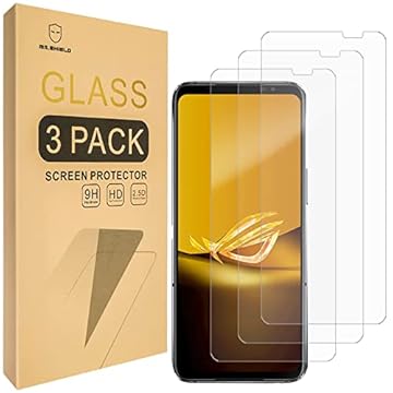 Mr.Shield [Pacote com 3] Protetor de tela para Asus Rog Phone 6D / 6D Ultimate/ROG Phone 6 Batman Edition / 6 Diablo Immortal Edition [vidro temperado] [vidro japonês com dureza 9H] protetor de tela