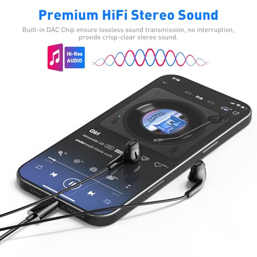 Image of APETOO USB C Headphones for iPhone 17 16 15 Pro Max, Wired Earbuds with Mic