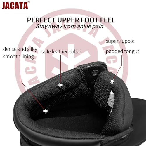 Image of Jacata Steel Toe Work Boots For Men Water Resistant Leather Men's Safety Shoes 6 inch Non Slip Rubber Industrial Construction Boot