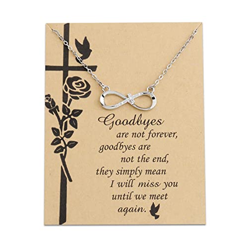 PLITI Sympathy Gift Goodbyes Are Not Forever Goodbyes Are Not The End Infinity Cross Necklace Loss of Loved One Remembrance Gift