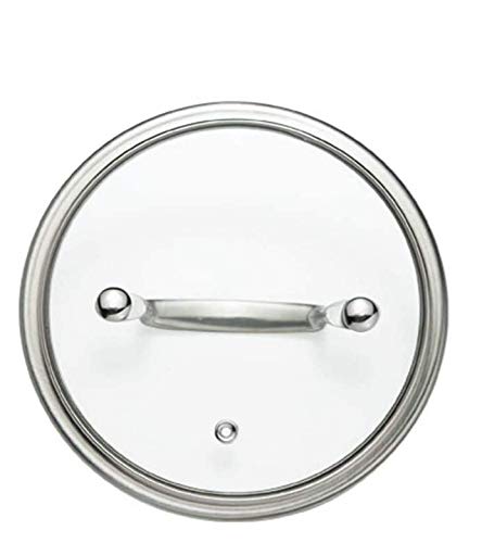 Coperchio di Vetro per pentole, Coperchio in Vetro con Maniglia in Metallo, Bordo in Acciaio Inox, for Forno e lavastoviglie, Trasparente, Argento, 16-26 cm(24cm)