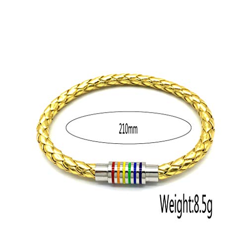 Image of Leather Braided LGBT Rainbow Bangle Bracelet - Gay & Lesbian Pride