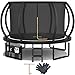 Devoko Trampoline Extérieur Ø 228/305/366/427 cm, Certifié GS, pour Enfants, avec Filet de Sécurité, Couverture de Protection, Design Citrouille, Capacité de Charge 150 kg (Noir, ‎305 cm / 10 FT)