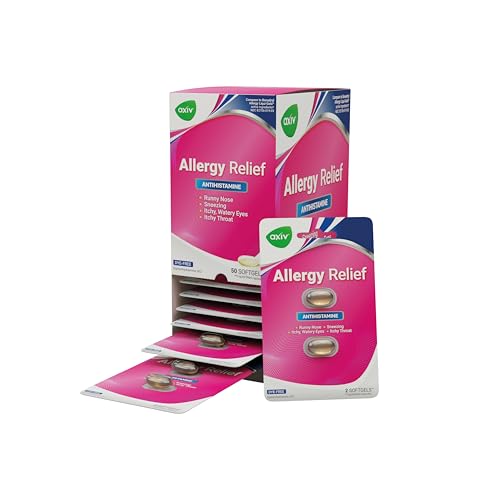 AXIV Allergy Relief Softgels Antihistamine Medicine & Cold Symptom Relief Dye-Free Liquid Gels 25 mg Diphenhydramine HCl Runny Nose Sneezing 25 Blister Packs (2 Softgels Each 50 Total)