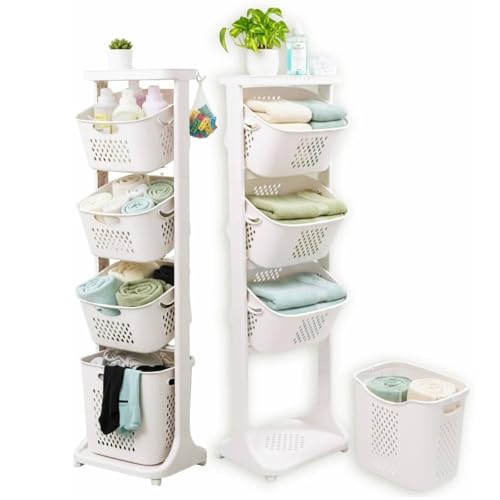 Japard 108 Liters Vertical Rolling Laundry Compact Hamper Ultra Slim,
