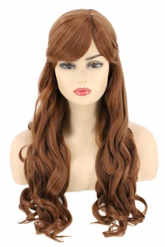 Topcosplay Women Wigs Long Brown Halloween Costume Party Wigs Outfit