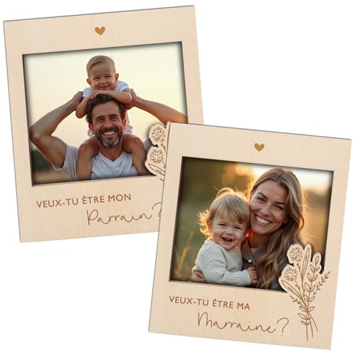 Joli Coon Cadre photo Marraine et Parrain – Set de cadres pour photo commune – Veux-tu être ma marraine et mon parrain