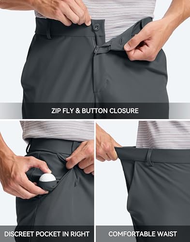 Image of Pudolla Men's Golf Pants 30 inch /32 inch /34 inch Comfy Stretch Dress Work Pants Lightweight Quick Dry Casual Slacks Trousers with Pockets