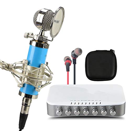 Mobile Computer-Kondensator-Mikrofon Soundkarte Set Anchor Recording-Equipment Live-Universal-Singen Externe Full Set (Color : Blue)