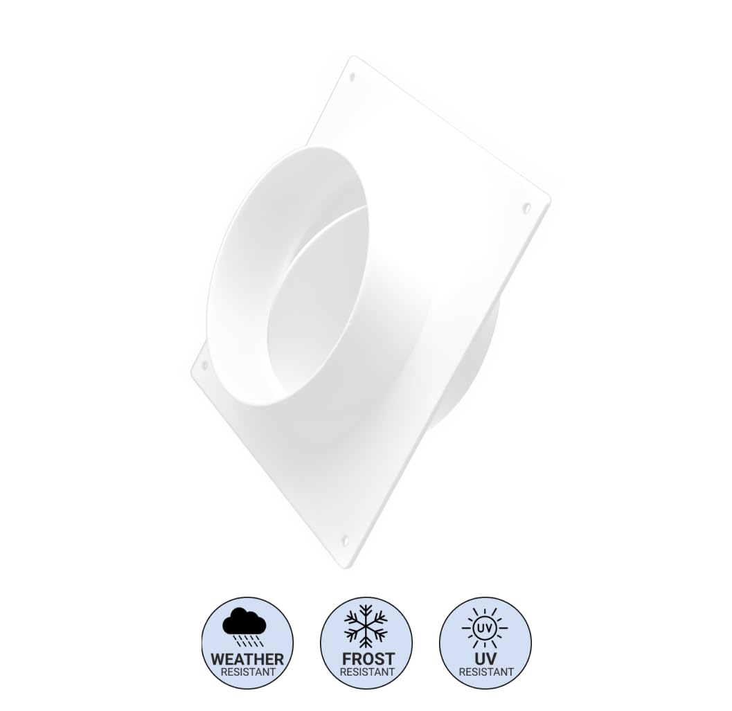 H&C VENT Conector de Brida para Ventilación 150mm con Válvula │ Conectores de Tubo PVC Flexible, Aluminio Manguera Conducto │ Placa de Pared │ Extractor Cocina Tubo Aire Acondicionado Secadora Rejilla
