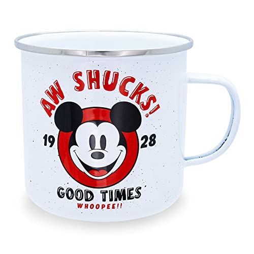 Silver Buffalo Disney Mickey Mouse Aw Shucks Whoopee Enamel Camper Mug, 21 Ounces