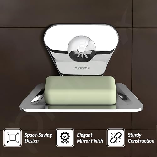 Image of Plantex Pyramid Stainless Steel Soap Dish /Soap Stand /Bathroom Soap Holder /Soap Case Bathroom Accessories (Chrome)