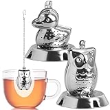 Tea Infuser 2Pcs Loose Leaf Tea Steeper Tea Diffusers For Loose Tea Cute Tea Ball In Duck&Owl Shape (Silver)