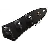 Kmise 3 Bands Black Plated Wired Control Plate Assembly Preamp for Fender Jazz Bass