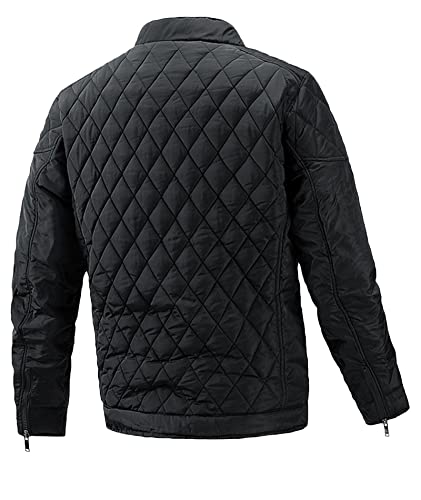 SOMTHRON Men's Winter Bomber Jacket Diamond Quilted Stand Collar Thicken Warm Windbreaker Coats Outerwear2