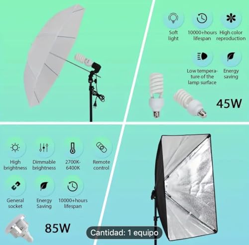 Image of Kit Professional Photography Lighting Kit with Backdrops, 8.5ft x 10ft Background Support Stand, 5500K 45W LED Umbrella Softbox Continuous Lighting for Photo Studio Equipment, Portrait and Video