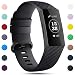 Produktbild Onedream Kompatibel für Fitbit Charge 3/ Charge 4 Armband Damen Herren, Silikon Sport Ersatzarmband Kompatibel für Fitbit Charge 4/ Charge 3/ Special Edition Uhr Tracker, Zubehör Armband Schwarz S