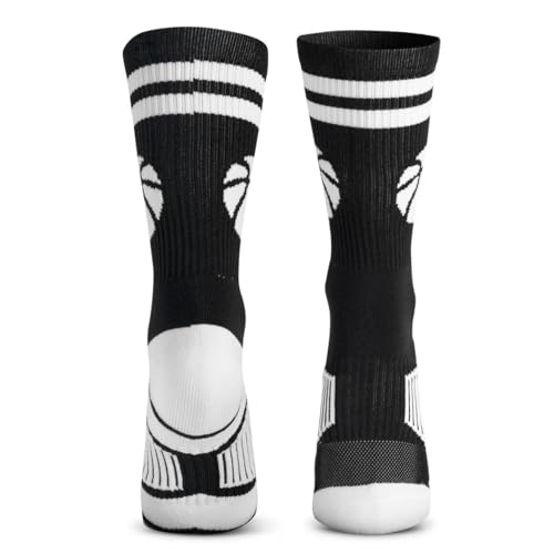 Image of ChalkTalkSPORTS Basketball Socks - Cushioned Mid-Calf Crew - Youth & Adult | Moisture-Wicking Performance Blend, Athletic Basketball Gear, Stay-Up Technology, Arch Support, Breathable, Boys and Men