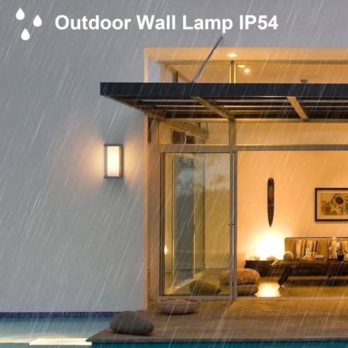 Klighten 2 Stück moderne Außenwandleuchte, E27 Sockel Außenwandlampe, IP65 Wandlampe, Maximale Wattleistung 60W Aluminium Wandlampe, Geeignet für Innen Außen, Treppenhaus. Anthrazit (ohne Glühbirne) – Bild 5
