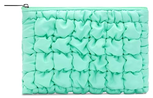 iscream Quilted Puffy 9" x 6.5" Nylon Zippered Travel Accessory Pouch, Mint image 5