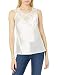 Cinema Etoile Women's Charmeuse Camisole with Medallion Lace, Ivory, Large