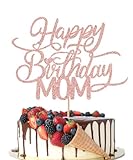 Crseniny Happy Birthday Mom Cake Topper,Happy Mother's Day Cake Topper, Best Mom Party Decor ， Mother's Birthday Party Cake Decoration Supplies Rose Gold