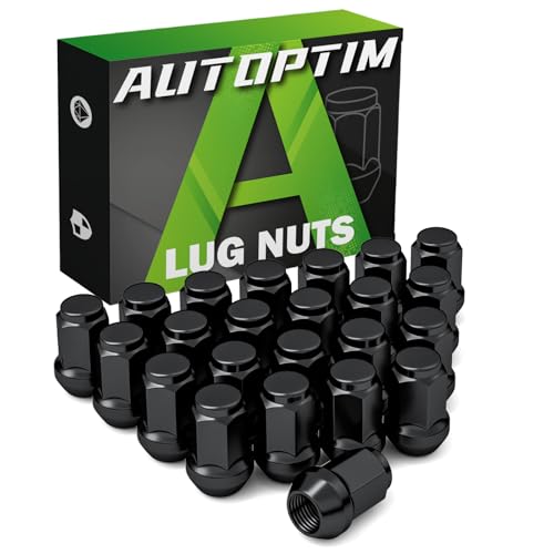 Image of AUTOPTIM 23PCS 1 /2-20 Lug Nuts - Replacement for 1987-2018 Wrangler JK, 2002-2012 Liberty, 1993-2010 Grand Cherokee Aftermarket Wheel 1.38'' Length 3 /4 inch 19mm Hex Black Closed End Solid Lug Nuts