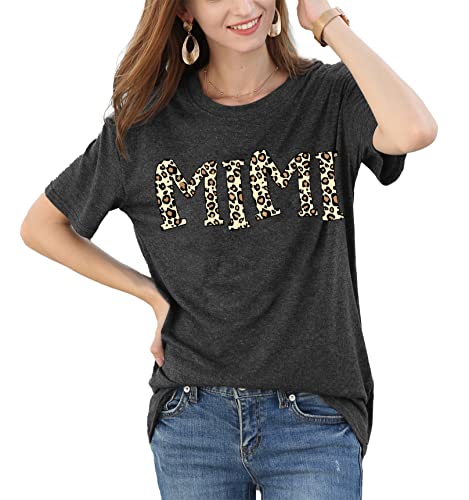 Mimi Shirts for Women Leopard Print Mimi Graphic Tees Shirts Grandma Gift Casual Short Sleeve Tees Tops3