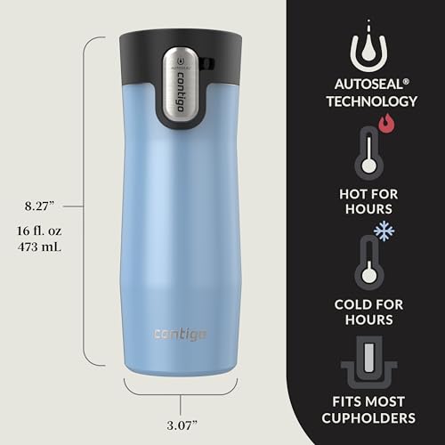 Image of Contigo AUTOSEAL West Loop Vacuum-Insulated Stainless Steel Travel Mug with Easy-Clean Lid 16 oz 2-Pack Salted Frosted Pearl Glacier Frosted Pearl
