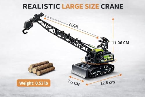 Image of TEC TAVAKKAL Construction Crawler Crane Toy for Kids 360 Rotating Cranes Truck with Liftable Arm & Movable Hook, Push & Go Construction Vehicle, Durable ABS Crane Toy (Green)