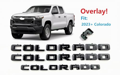Image of Overlay Door Rear Emblems Letters 3D Badge Nameplate Replacement for 2023+ Colorado 3PCS (Gloss Black)