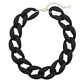 Firstmeet Chunky Acrylic Necklace Smooth Chain Link Cool Statement Choker Cuban Style Jewelry Gift for Women Girls(XL-1118-Black matte)