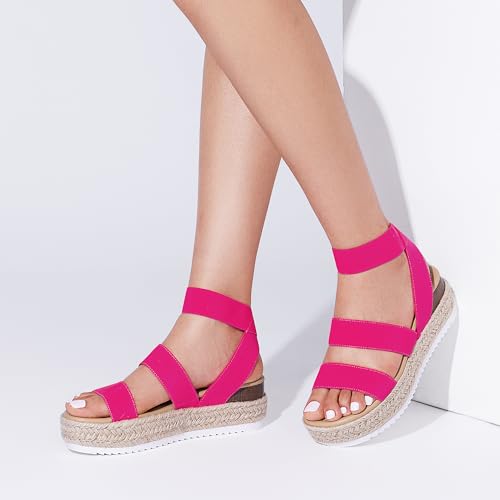 Image of DREAM PAIRS Strappy Espadrille Platform Wedge Sandals for Women Dressy Summer, Comfortable Open Toe Sandals with Cushioned Insole and Ankle Strap Buckle