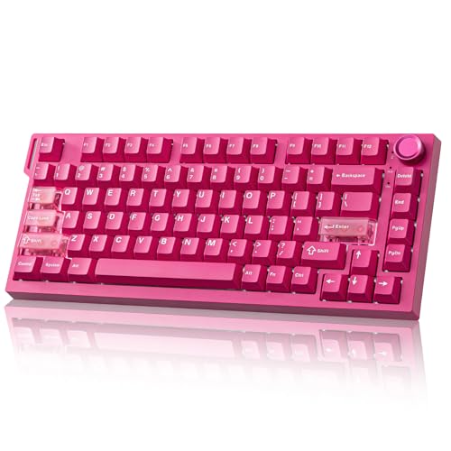 YUNZII RT75 Pro Teclado Gaming Mecánico Inalámbrico, Hall Effect, Rapid Trigger, Bluetooth/USB-C/2.4G, 8KHz, Botón Ajustable, RGB, 75% Compacto, 8000mAh, TGL/SOCD/DKS/MT (Rosa)