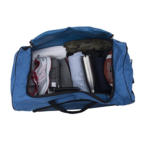 Jetstream Heavy Duty Large Sports Gym Equipment Travel Wheeled Roller Duffel Bag 28 Inch (Blue)