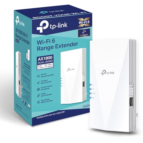 TP-Link RE600X AX1800 Wi-Fi 6 Range Extender – Boosts Speeds with Wi-Fi 6, Creates a Seamless Mesh Network, Gigabit Ethernet Port, Intelligent Signal Light, AP Mode, Easy Setup with TP-Link Tether App