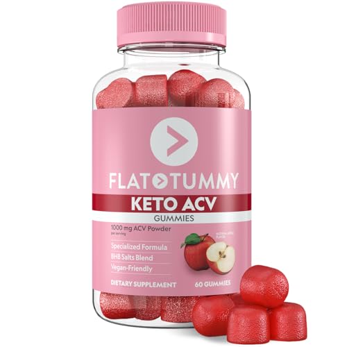 Flat Tummy Keto ACV Gummies 60 Count Specialized Formula Post GLP-1 Keto Supplement Vegan-Friendly Non-GMO - Apple Cider Vinegar Gummies BHB Salts Beet and Pomegranate Superfood Powders