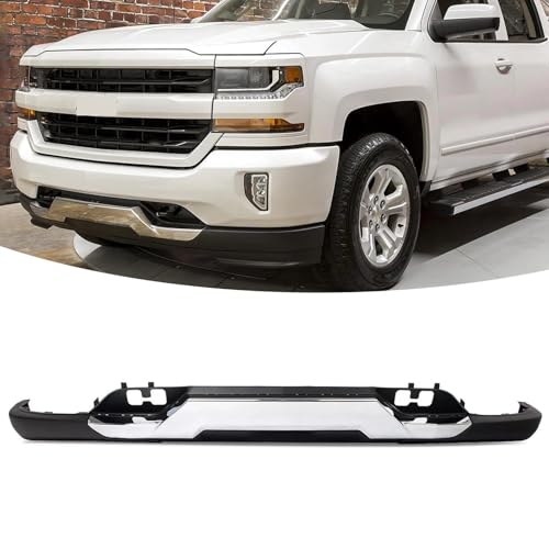 Front Bumper Valance&Chrome Skid Plate Fits 2016-2019 Chevy Silverado 1500