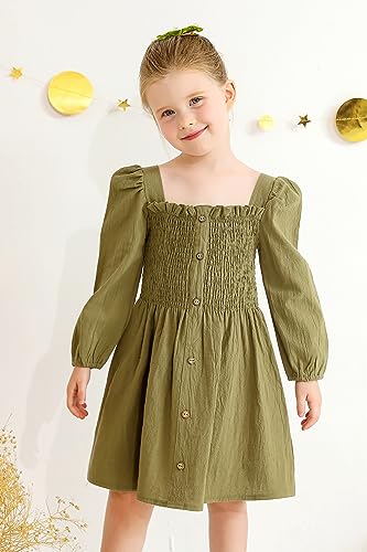 Happy Town Toddler Girl Dress Long Sleeve Play Wear Dress Baby Solid Color Casual Fall Winter Clothes4