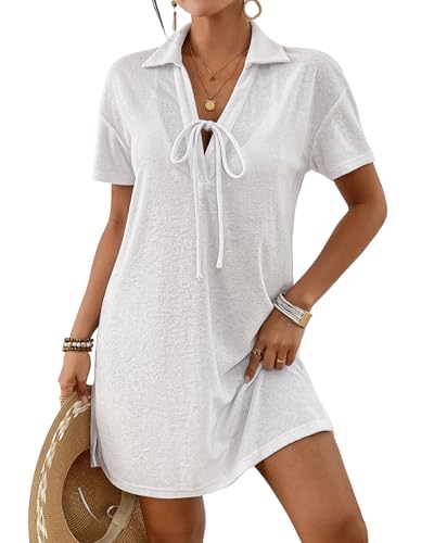 Bsubseach Swimsuit Coverup for Women 2025 Terry Cloth Swim Cover Up Drawstring Robes Casual Swim Suit Beach Dress