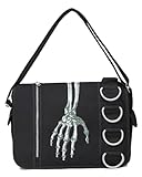 Moleobea Skeleton Goth Punk Crossbody Bag Skull Grunge Gothic Metal Streetwear Purses Handbages Fashion Y2K Harajuku Emo Tote (Black)