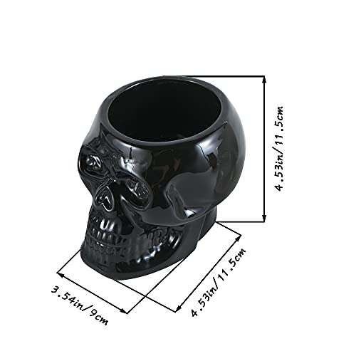 Image of Tanvecle Black Skull Planter Pots, Gothic Skeleton Vase for Halloween