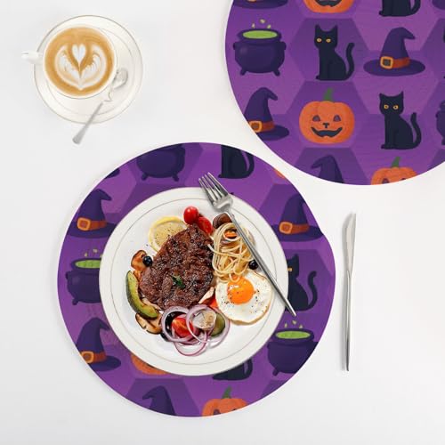Dessous de plat chat noir citrouille violette résistant à la chaleur