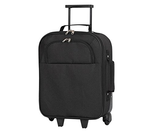 Delex® Brand New Simple Value Soft 2 Wheeled Black Suitcase (Small)
