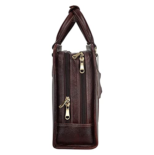 Image of HYATT Leather Accessories 16 Inch Full Grain Natural Leather Laptop Messenger & Shoulder Bags For Men 24 Litres Capacity Upto16 inch Laptop Compartment Dimension-L-16 X H-12 X W-4 Inch Weight-1 KG