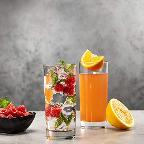 Godinger Highball Drinking Glasses, Italian Made Tall Glass Cups, Water Glasses, Cocktail Glasses - Made In Italy, 14Oz, Set Of 4 #TOP4