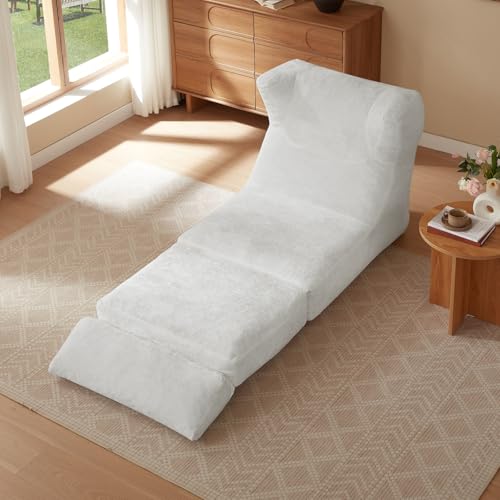 Ligterra Boneless Couch, Sitzsack, Sessel, Faules Sofa, Relaxsessel aus Chenille, mit Hoher Rückenlehne & 1 Kissen, für Schlafzimmer, Wohnzimmer, Spielzimmer, 90×118×86cm (Weiß)