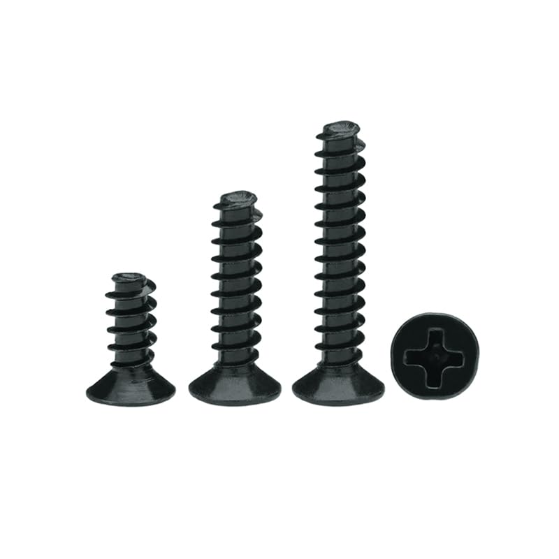 500pcs M2 M2.3 M2.6 M3 Cross Round Countersunk Flat Head Cutting Tail Self Tapping Screw Black KB Micro Screws - (Size: M3, Length: 12mm)